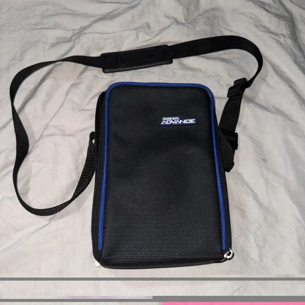 Official Nintendo GameBoy Advance Black Travel Carry Case Zip Bag w/ Strap GBA